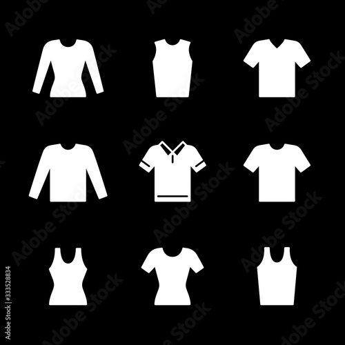 Set icons of t-shirt, singlet, long sleeve