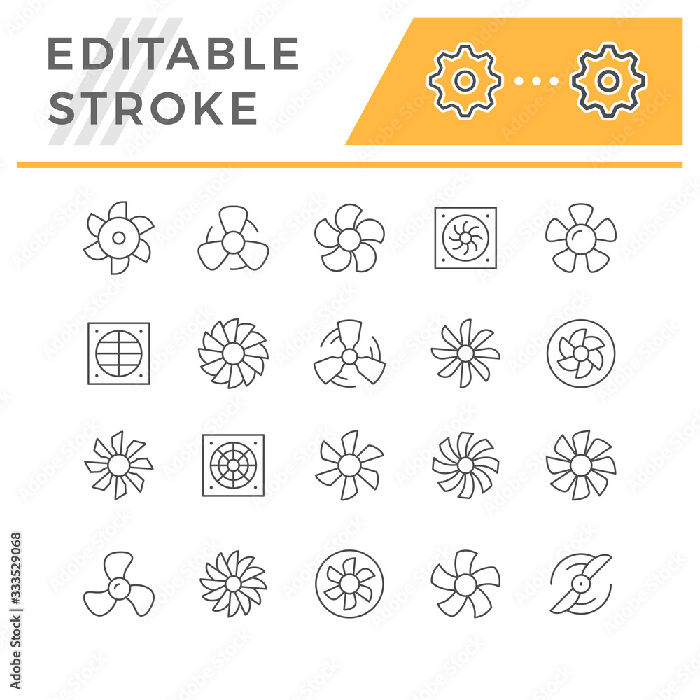 Set line icons of fan Set line icons of fan