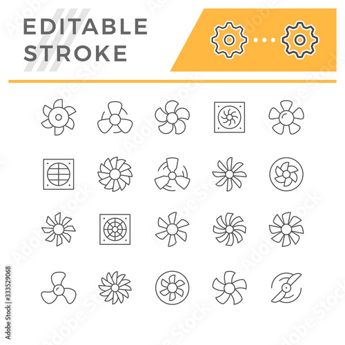 Set line icons of fan