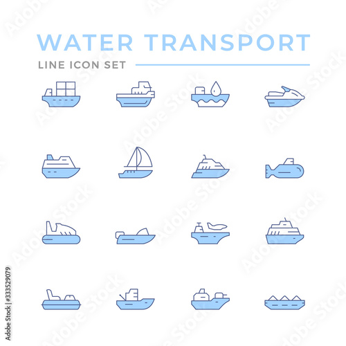 Fényképezés Set color line icons of water transport