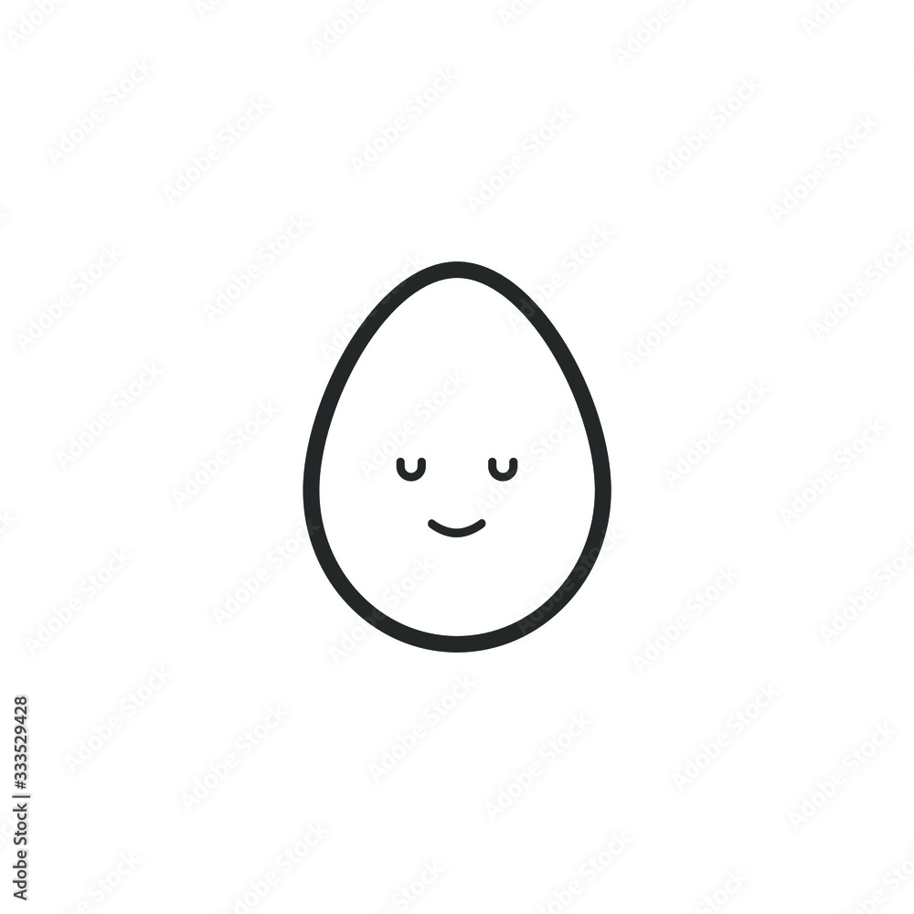 Fototapeta premium Egg mascot. Flat kawaii design. Vector illustration. Border icon. Emotions set