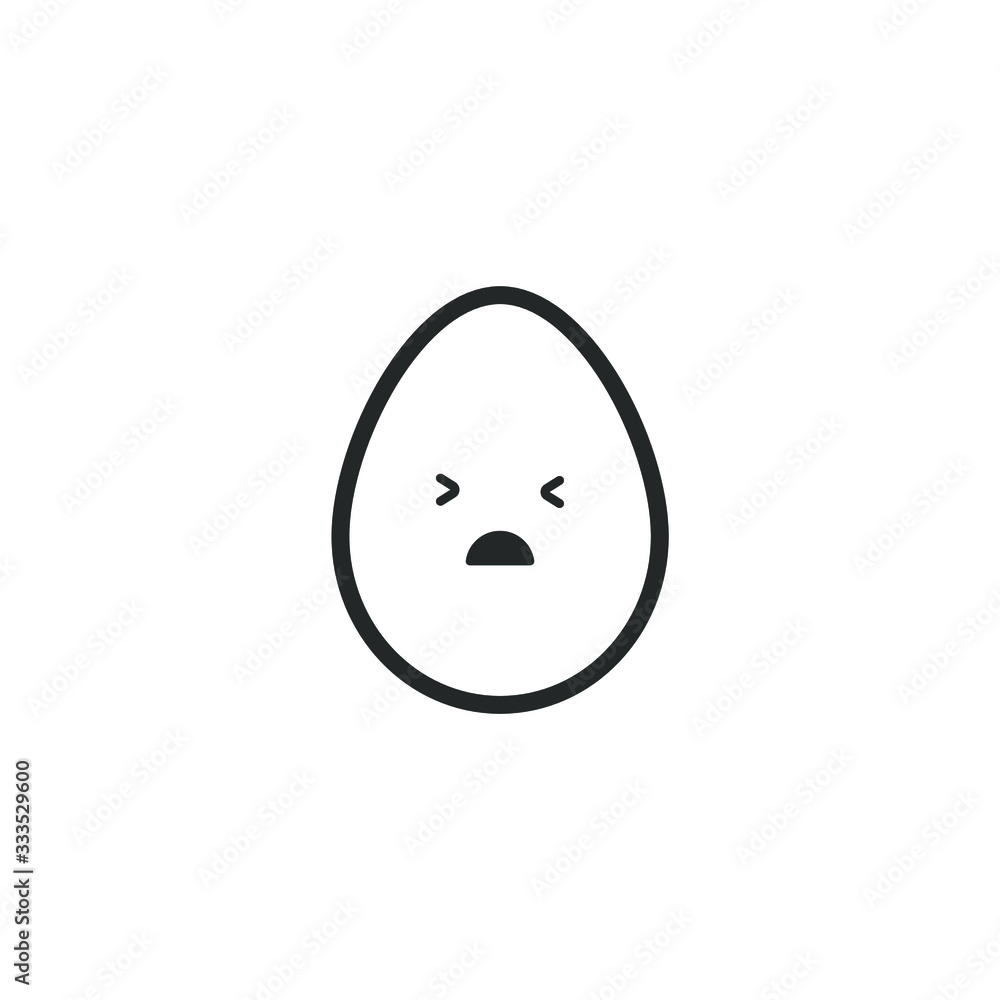 Fototapeta premium Egg mascot. Flat kawaii design. Vector illustration. Border icon. Emotions set