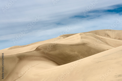 Sand dunes under a cloudy sky.