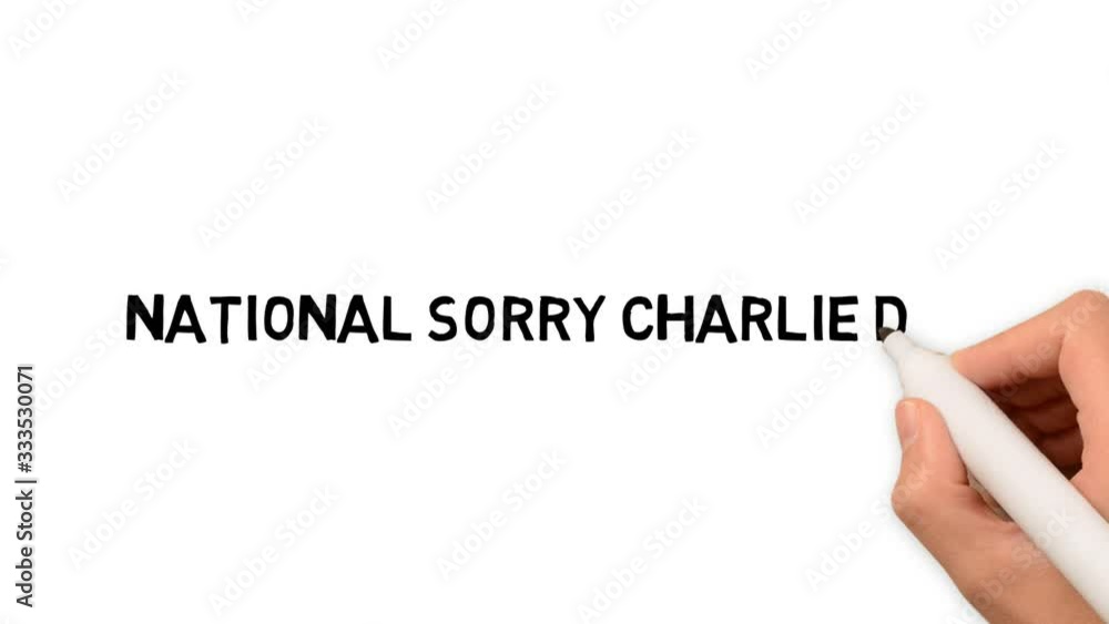 Sorry Charlie Day National on april event. 2D art motion display hand written Simple powerful promote promo campaign put place your brand use image deliver message text. Board pen marker copy space Sorry Charlie Day National on april event. 2D art motion display hand written Simple powerful promote promo campaign put place your brand use image deliver message text. Board pen marker copy space
