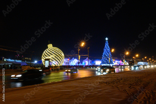 New Year and Christmas decorations in Victory Park, Moscow, Russian Federation, January 11, 2020 photo