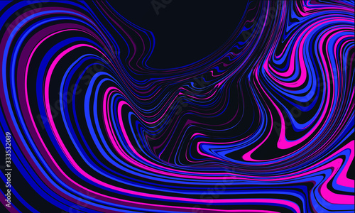 Vector design with psychedelic swirling lines. Memphis geometric style with virtual marble for banner, coner, poster, page. Abstract stripe cartoon paints. Vector illustration