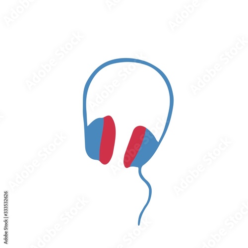 Single hand-drawn headphone icon. Musical symbol. Vector