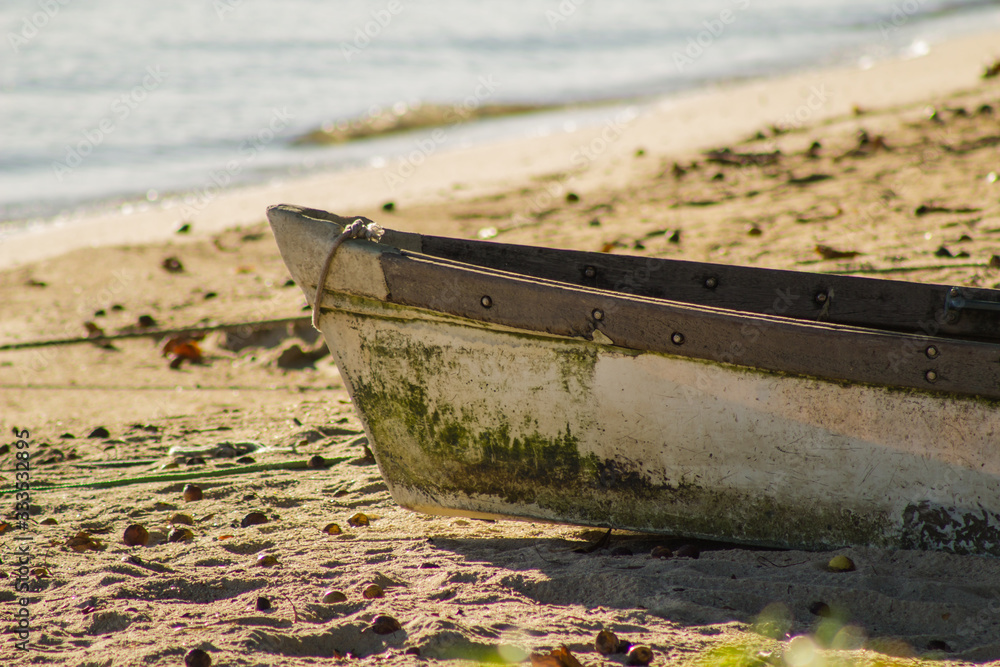 old fishing boat on the beach in Floripa old fishing boat on the beach in Floripa