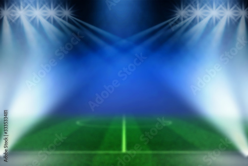 Perspective of football field. Football stadium with white lines marking the pitch. Perspective elements. Ragby football field with white lines marking the pitch. 3d illustration.