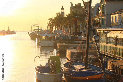 Photography Lighthouse and old fishing port of Grau du roi in Camargue, a resort on the coas
