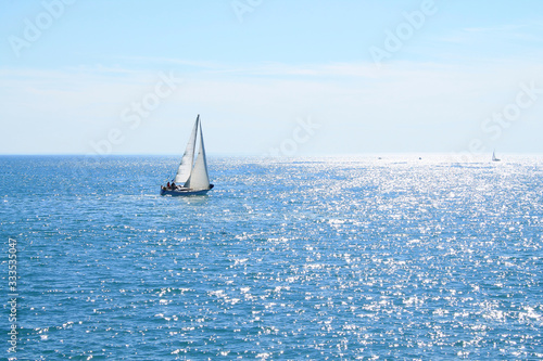 Sail boat in mediterranean sea, La Grande Motte, France