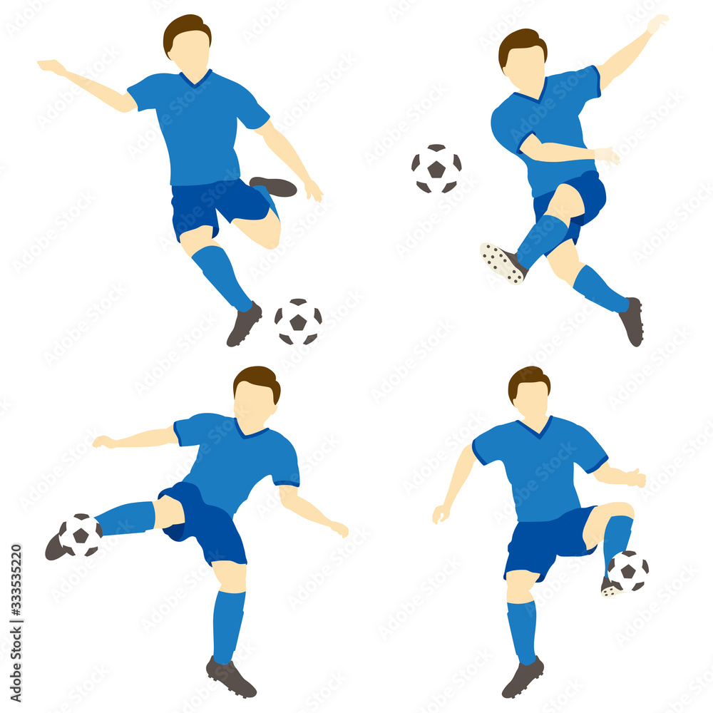 サッカーをする男性シンプルセット01
