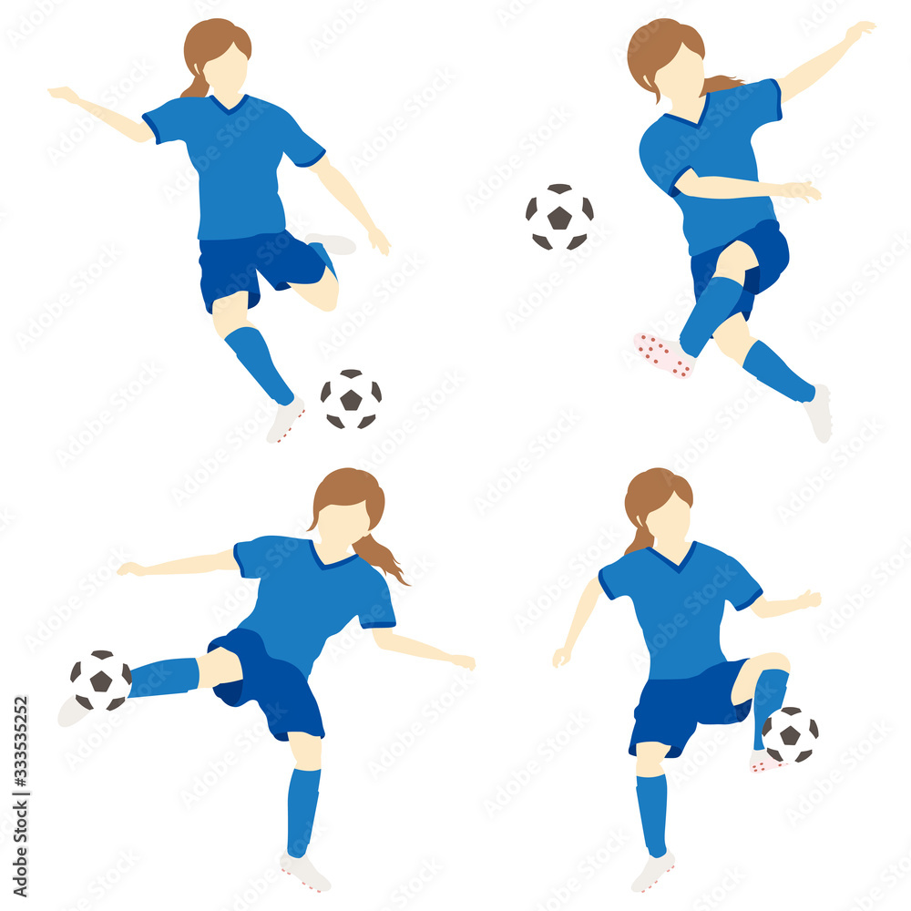 サッカーをする女性シンプルセット01