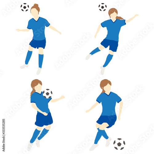 サッカーをする女性シンプルセット02