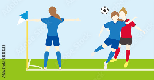 サッカーをする女性シンプルセット03