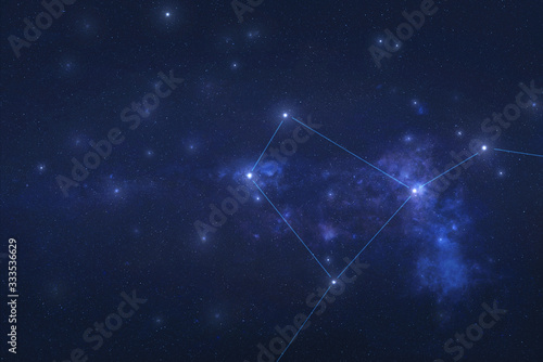 Crater Constellation in outer space. Crater stars on the night sky. Elements of this image were furnished by NASA