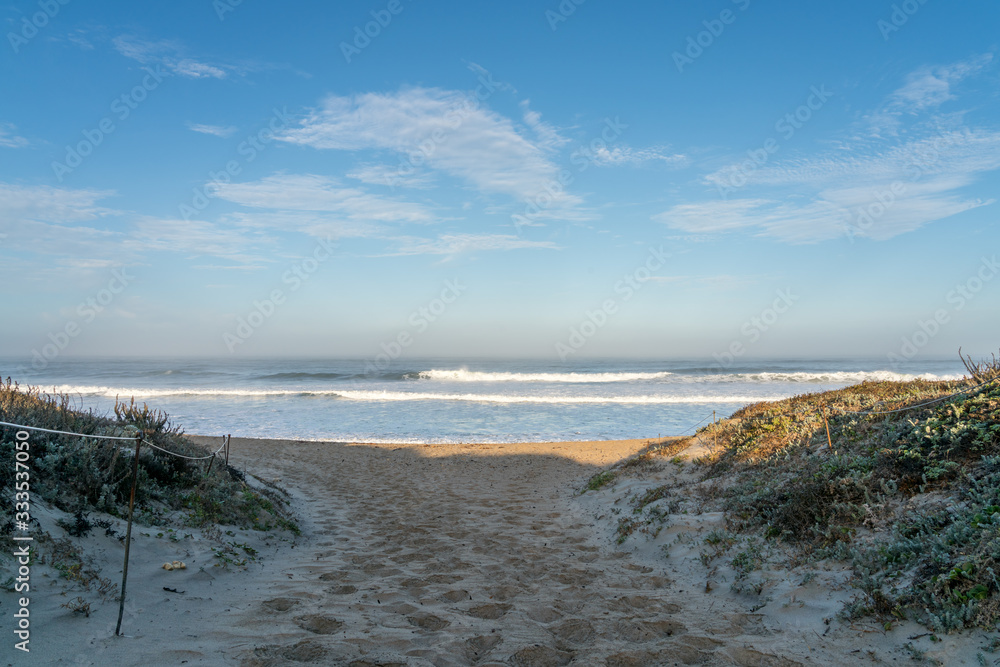 Looking at Open Blue Ocean and Beach From Access Path