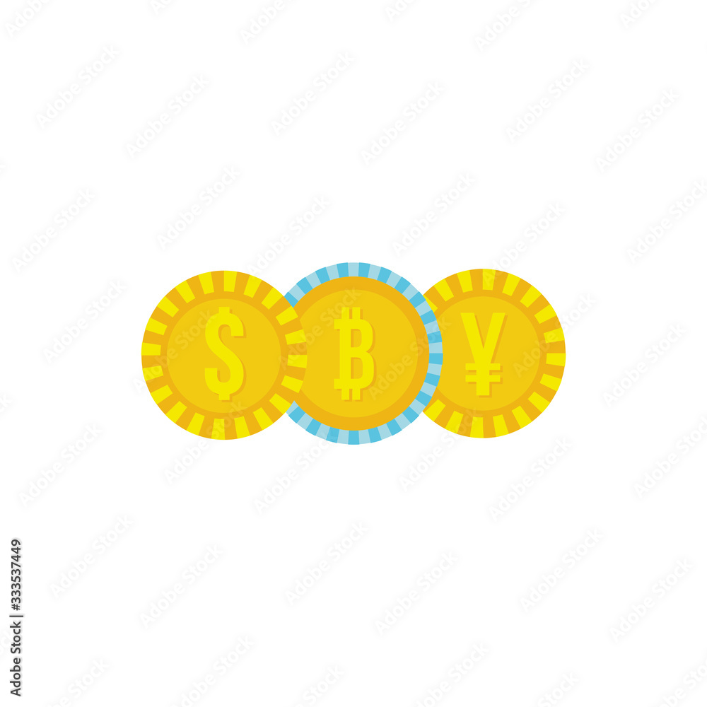 coins dollar with sterling pound and yen flat style coins dollar with sterling pound and yen flat style