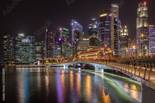 Singapore at night with bridge