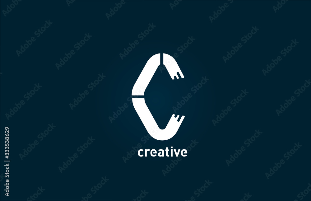 Fototapeta premium white creative C letter alphabet logo design icon for company and business