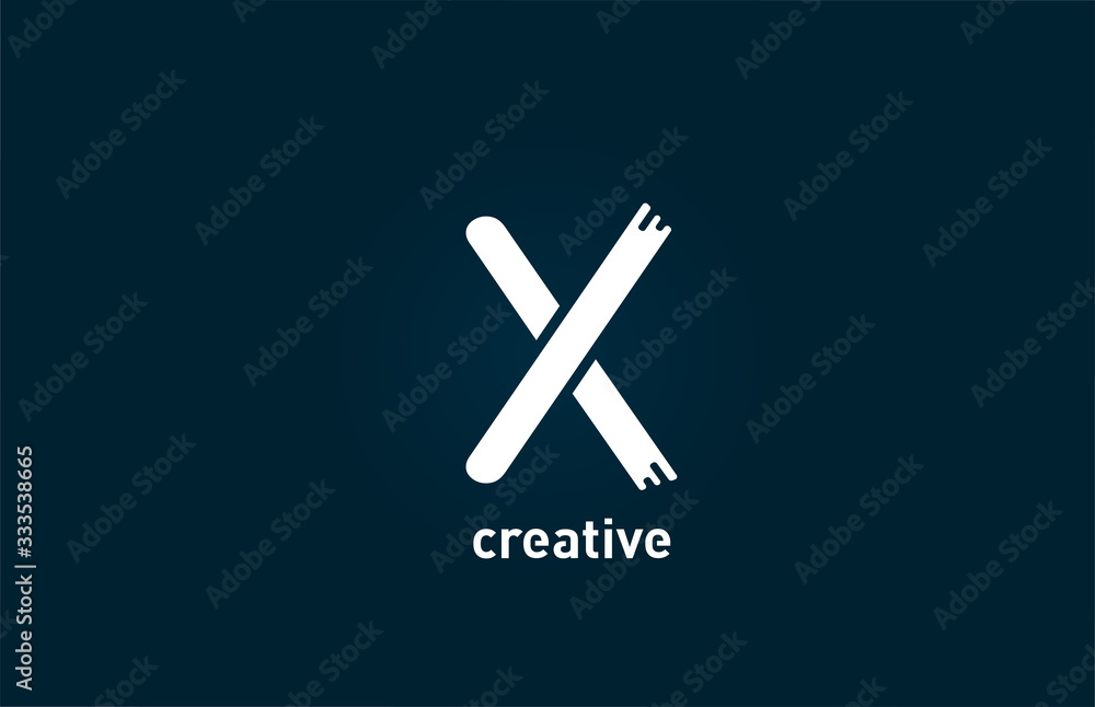 white creative X letter alphabet logo design icon for company and business