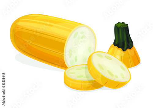  Yellow zucchini on a white background