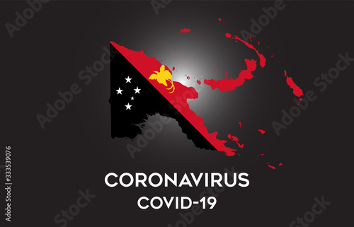 CoronaVirus in Papua New Guinea and Country flag inside Country border Map Vector Design. photo