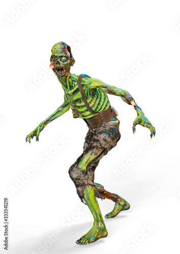 zombie is walking on white background