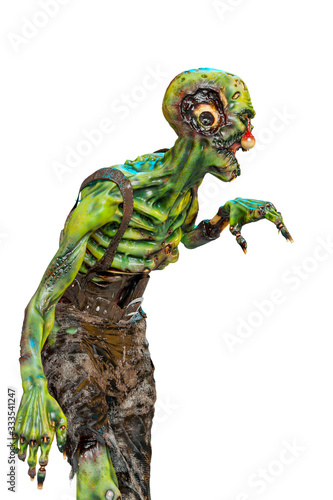 zombie is walking on white background side view