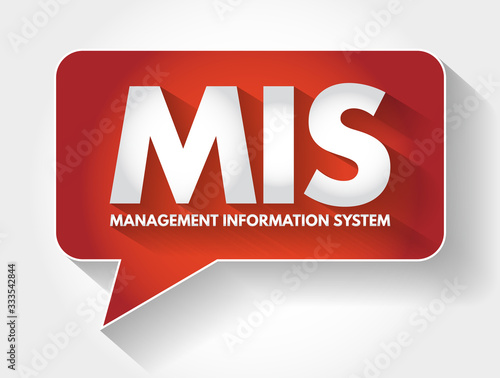 MIS - Management Information System acronym message bubble, business concept background