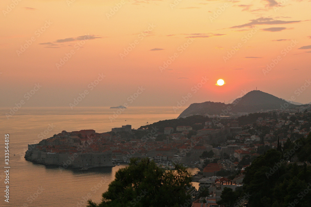 Panorama of Old Town of Dubrovnik in Croatia