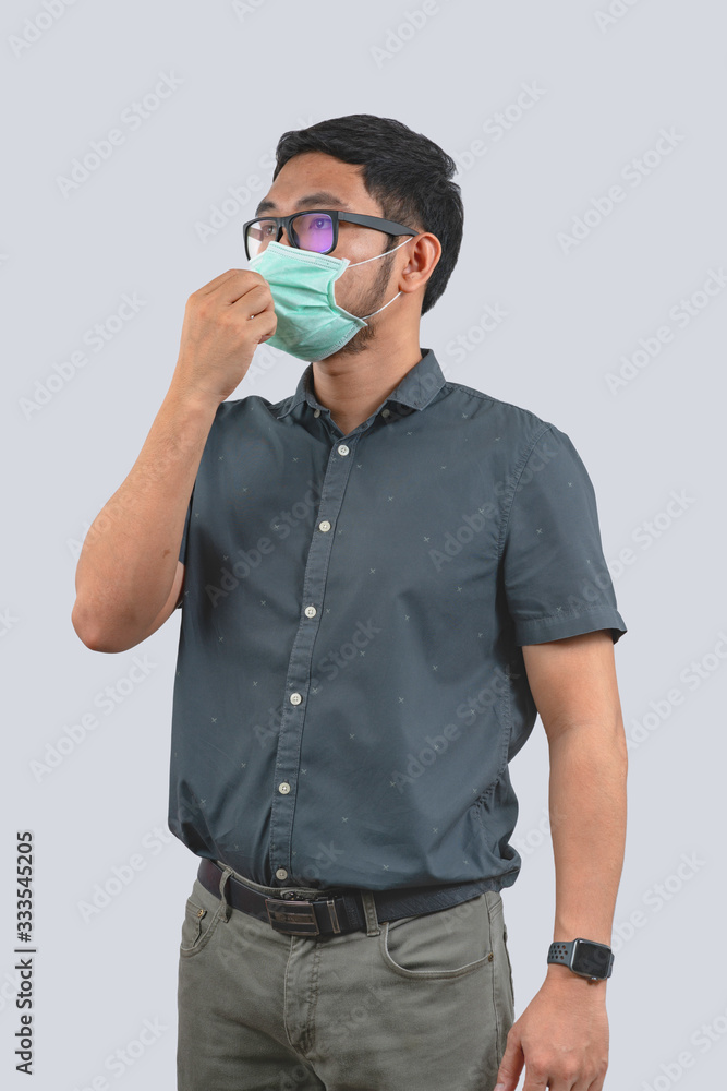 Young man doing concepts wear protective mask against infectious diseases and flu with clipping path,Corona Virus 2019-ncov Young man doing concepts wear protective mask against infectious diseases and flu with clipping path,Corona Virus 2019-ncov