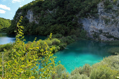 Barrier between the lakes Gavanovac and Kaluderovac, Plitvice Lakes National Park, Croatia