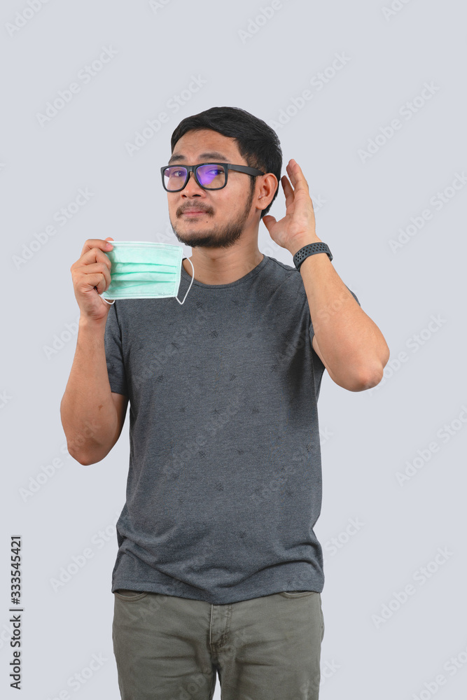 Young man doing concepts wear protective mask against infectious diseases and flu with clipping path,Corona Virus 2019-ncov Young man doing concepts wear protective mask against infectious diseases and flu with clipping path,Corona Virus 2019-ncov