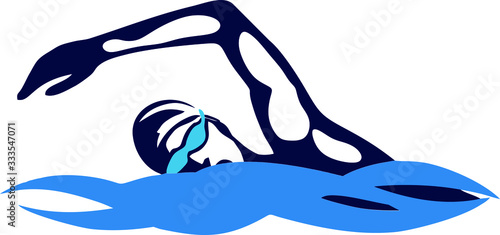 Vector illustration silhouette diver. Swimming competition.