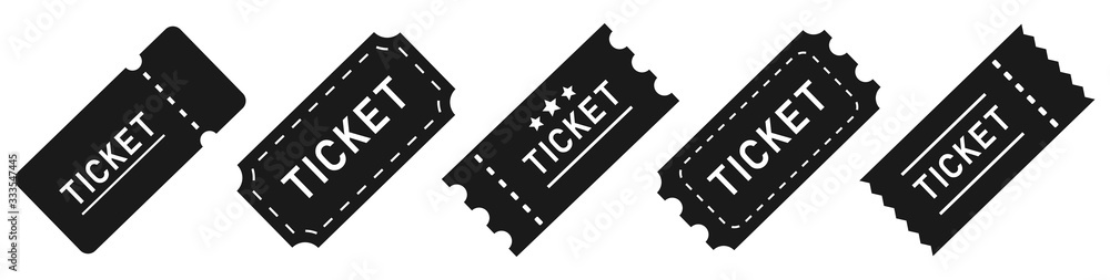 Ticket simple icon set. Vector illustration - obrazy, fototapety, plakaty 
