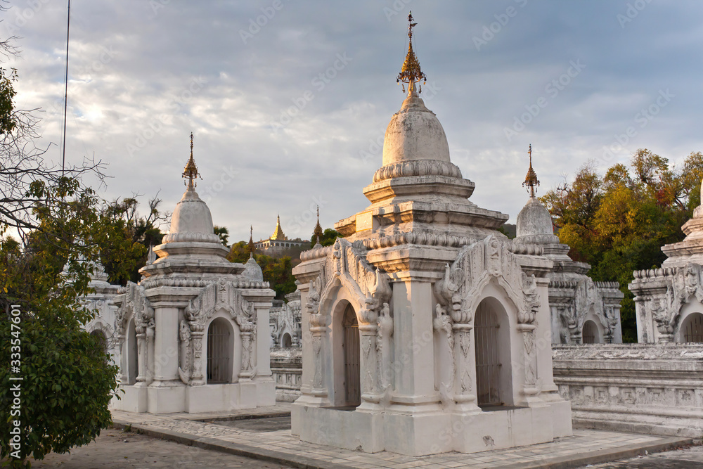 The stupas with marble tablet-pages of the World's Biggest Book, Mandalay, Myanmar