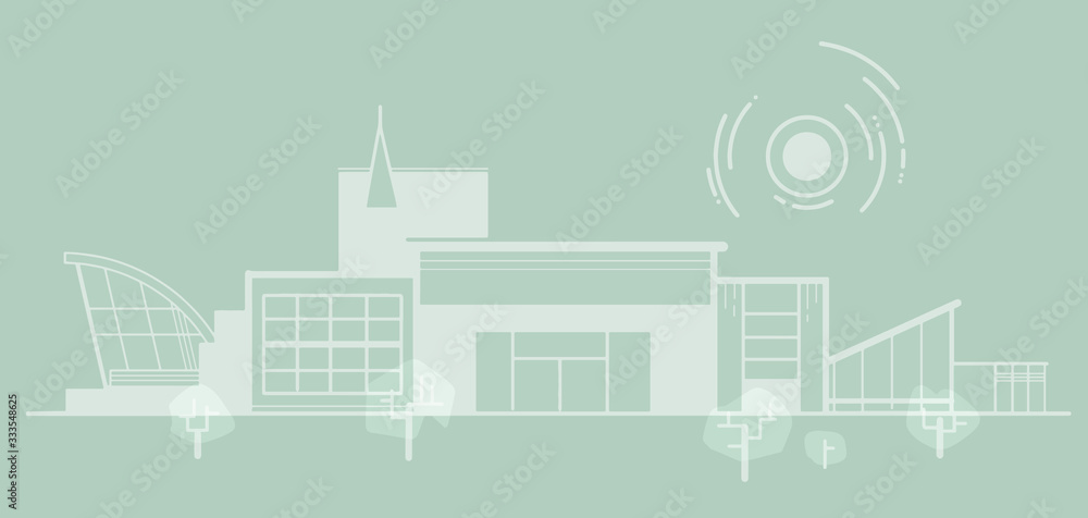 A minimalistic schematic architectural panorama A minimalistic schematic architectural panorama