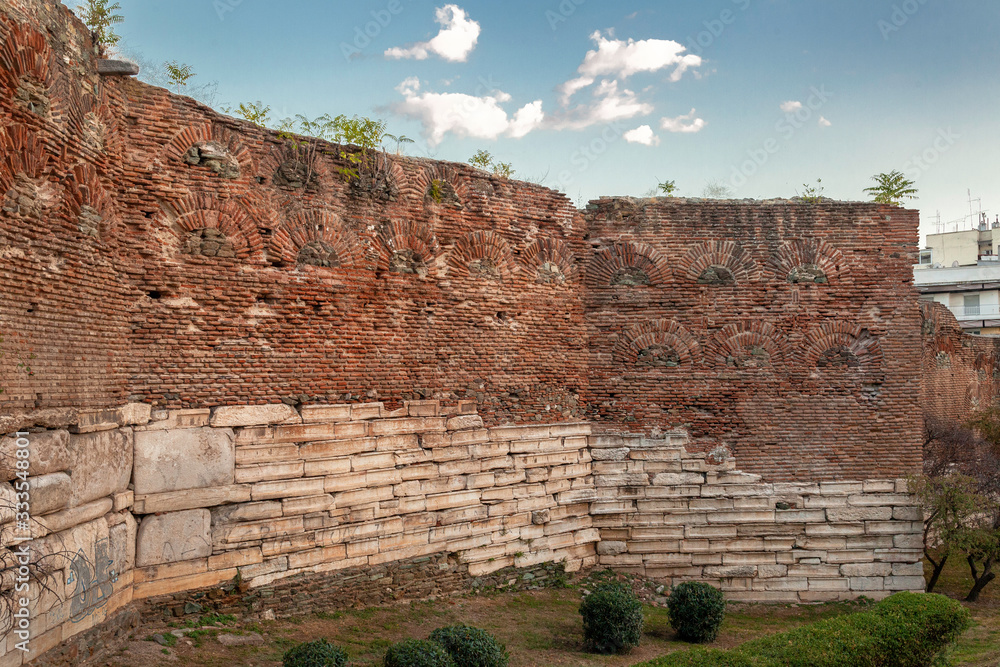 Late Roman and Byzantine wall in Thessaloniki, Greece