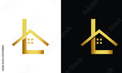L letter roof shape logo. Real estate logo