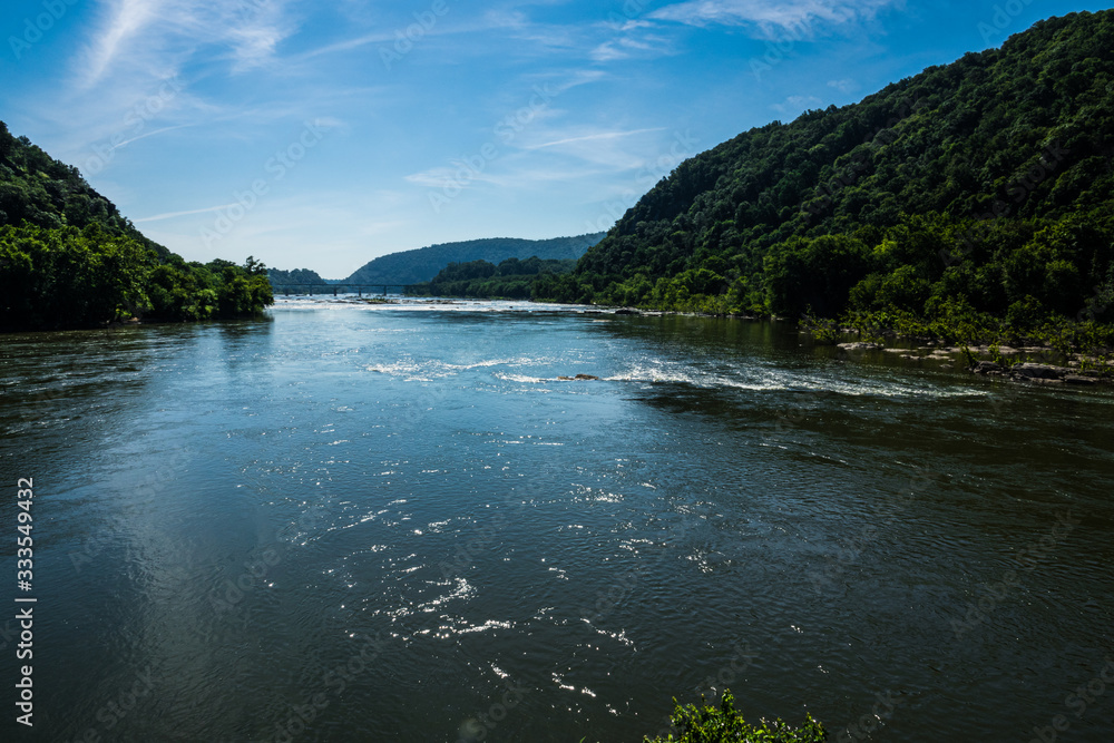 In the distance is where the Shenandoah River meets the Potomac River in Maryland and Virginia. This image is seen from 