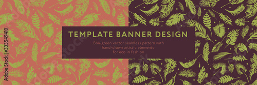 Palm leaves silhouettes pattern. Tropical background for modern fashion banner design. Leaf silhouette, natural wallpaper, trendy eco-fashion backdrop. Palms drawings, ink art, exotic decorations.