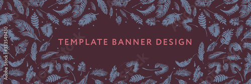 Palm leaves silhouettes pattern. Tropical background for modern fashion banner design. Leaf silhouette, natural wallpaper, trendy eco-fashion backdrop. Palms drawings, ink art, exotic decorations.