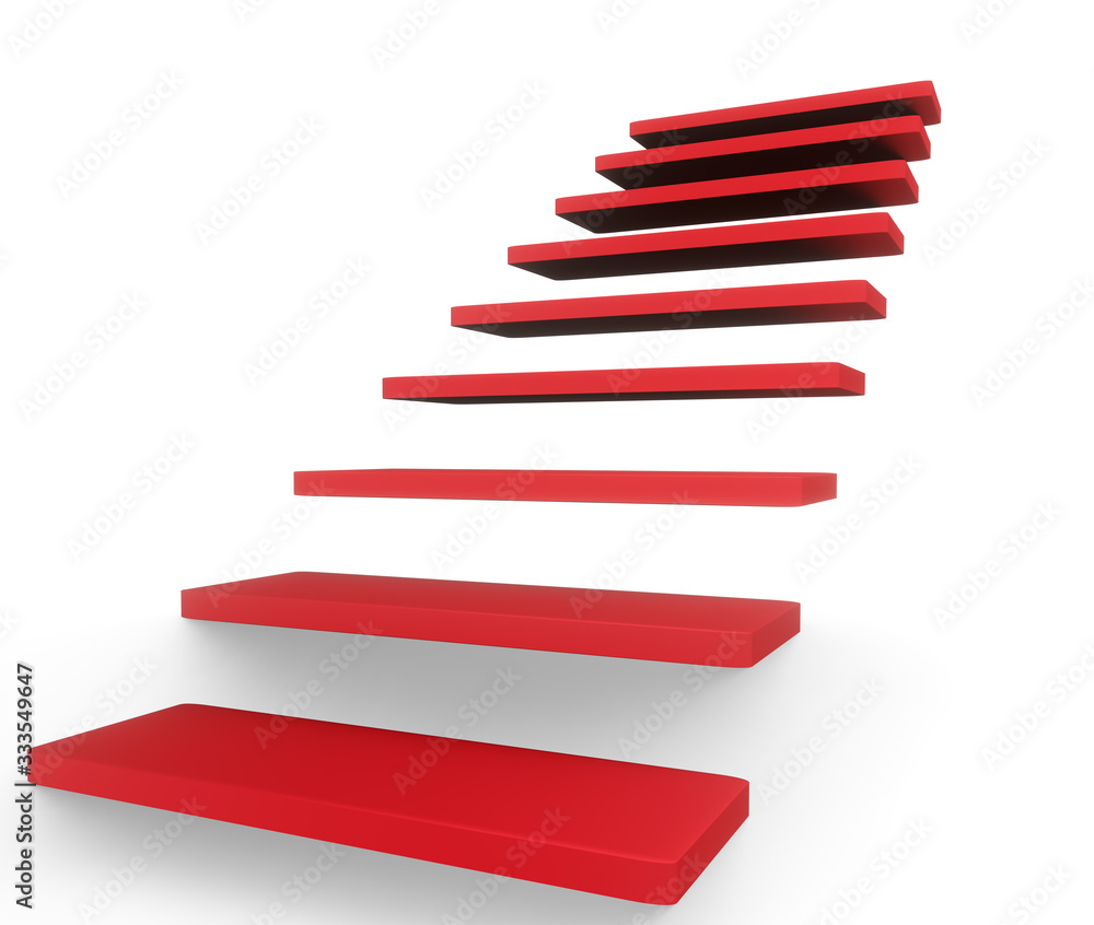 Red staircase with steps in the wall Red staircase with steps in the wall