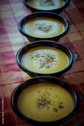 hot soup in a disposable container,for delivery of food at home