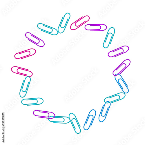 Stationary paperclips isolated on white background