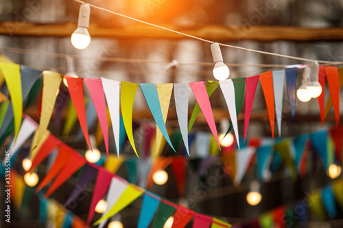 Many triangular flags for the holiday.