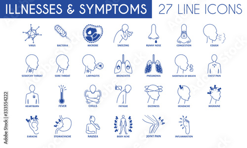 Medical Illnesses and Symptoms Line Icon Pack