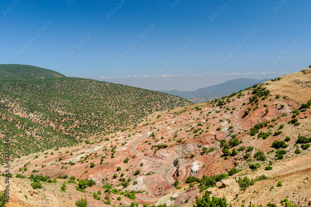View down a valley in the Atlas Mountains, Morocco