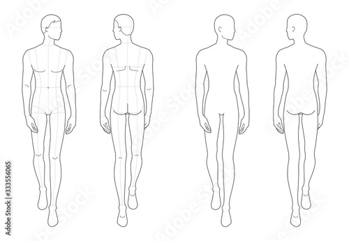 Fashion template of walking men. 